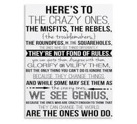 KCDFDVJFBM Motivational Wall-Art Heres To The Crazy Ones Canvas Painting for Living Room Bedroom Decor(Framed,16x24inch(40x60cm))