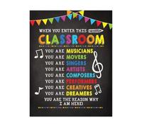 KCDFDVJFBM Music Room Decor When You Enter This Classroom You Are Musicians Poster Teacher Wall-Art Music Classroom Supplies Inspirational(Framed,16x24inch(40x60cm))