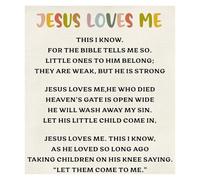 KCDFDVJFBM Nursery Christian Wall Decor - Jesus Loves Me Canvas Banner, Inspirational Bible Verse for Baby Toddler Room & Sunday School(Unframed,16x24inch(40x60cm))