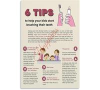 KCDFDVJFBM Oral Care Poster 6 Easy Brushing Tips for Parents Wall Hanging