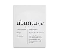 KCDFDVJFBM Philosophical Wall-Art Ubuntu Definition Quote Inspirational Canvas Poster for Living Room Bedroom Home Decor(Framed,12x18inch(30x45cm))