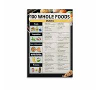 KCDFDVJFBM Plant Based Snack Ideas Poster Healthy Whole Food List Inspirational Wall-Art Decor for Home Kitchen Gym and Office(Framed,08x12inch(20x30cm))