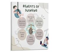 KCDFDVJFBM Playful Development Poster Exploring the Benefits of Swinging Canvas Wall-Art for Nursery or Playground Office Decor Child Growth Information(Framed,16x24inch(40x60cm))