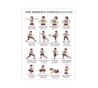 KCDFDVJFBM Pre Workout Warm Up Exercises Chart Canvas Wall-Art Full Body Stretch Routine Poster for Home Gym Fitness Studio Decor(Unframed,08x12inch(20x30cm))