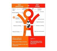 KCDFDVJFBM Prevent Heat Exhaustion Stroke Poster First Aid Symptoms and Guide for Workplace Home Wall-Art(Framed,16x24inch(40x60cm))