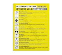 KCDFDVJFBM Professional Speaking Skills Poster 10 Best Opening Lines Canvas Wall-Art for Office Success Decor(Unframed,08x12inch(20x30cm))
