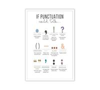 KCDFDVJFBM Punctuation Rules Poster, Boho Themed English Grammar Wall-Art for Classroom, Middle School High School Teacher Gift for Back to School or Appreciation(Framed,12x18inch(30x45cm))