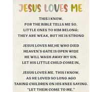 KCDFDVJFBM Religious Wall-Art - Jesus Loves Me Canvas Bible Verse Poster, Christian Nursery & Sunday School Decor, Inspirational Gift for & Toddler(Framed,08x12inch(20x30cm))