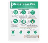 KCDFDVJFBM Safe Storing of Expressed Breast Milk Chart Lactation Educational Poster Wall-Art Canvas for Home Clinic(Framed,16x24inch(40x60cm))