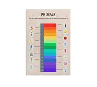 KCDFDVJFBM Science Classroom Decor pH Scale Poster Acids and Bases Educational Canvas Wall-Art Chart(Framed,12x18inch(30x45cm))