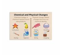 KCDFDVJFBM Science Classroom Wall-Art Chemical and Physical Changes Poster Educational Print for Middle School High School Chemistry Study Room Decor(Framed,16x24inch(40x60cm))