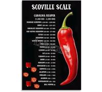 KCDFDVJFBM Scoville Scale Poster - Pepper Heat Level Chart Educational Wall-Art for Kitchen, Dining Room, Home Bar Decor(Unframed,16x24inch(40x60cm))
