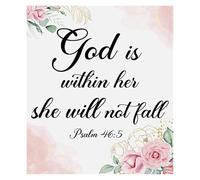 KCDFDVJFBM She Will Not Fall God Is Within Her Psalm 46:5 Gift For Women Faith Scripture Encouragement Home Decor(Framed,16x24inch(40x60cm))