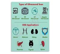 KCDFDVJFBM Sonography Basics Ultrasound Scan Types Poster Canvas Wall-Art for Technicians and Students(Framed,16x24inch(40x60cm))