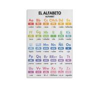 KCDFDVJFBM Spanish Letters Chart - El Abecedario Educational Poster for Classroom Wall, Homeschool Supplies, Bilingual Learning Tools for & Students(Framed,12x18inch(30x45cm))