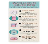 KCDFDVJFBM Step by Step Breast Milk Storage Lactation Flow Chart Poster Educational Wall-Art Canvas for Home Nursery Decor(Framed,08x12inch(20x30cm))