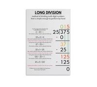 KCDFDVJFBM Step by Step Long Division for, Divide Multiply Subtract Bring Down Method, Colorful Math Visuals for Elementary Students, Teacher Supplies & Tutoring Materials(Framed,08x12inch(20x30cm))