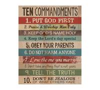 KCDFDVJFBM Sunday School Supplies Ten Commandments Christian Wall-Art Bible Poster for Church Decor Home Office Religious Education Inspirational Print(Framed,12x18inch(30x45cm))
