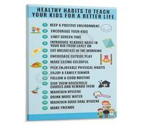 KCDFDVJFBM Teaching Healthy Habits Poster Educational Wall-Art for Classroom Routine Chart Canvas Print for Childrens Room Bedroom Living(Unframed,12x18inch(30x45cm))
