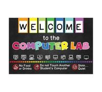 KCDFDVJFBM Technology Teacher Supplies Welcome to Computer Poster with Shortcuts Rules Science Classroom Decor for School Counselors Bulletin Board(Framed,12x18inch(30x45cm))