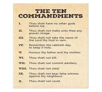 KCDFDVJFBM Ten Commandments Christian Wall-Art Bible Testament Scripture Poster for Church Classroom and Decor(Framed,12x18inch(30x45cm))