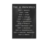 KCDFDVJFBM The 12 Steps of Recovery Poster, Sobriety Journey Principles, Motivational Wall-Art for Addiction Recovery, Office, Living Room, Bedroom(Framed,12x18inch(30x45cm))