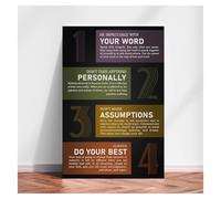 KCDFDVJFBM The Four Agreements Poster Motivational Print Four Ways to Change Your Life Inspirational Quote Wall-Art Home Office(Framed,12x18inch(30x45cm))