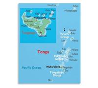 KCDFDVJFBM Tonga Map Wall-Art Poster Home Decor Travel Geography Pacific(Unframed,12x18inch(30x45cm))