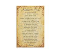KCDFDVJFBM Traditional Christian Wall-Art - Featuring the Text of The Apostles‘ Creed, Classic Canvas Print for Den, Library or Spiritual Retreat Corner(Framed,08x12inch(20x30cm))