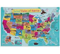 KCDFDVJFBM United States of America Map Poster USA Geography Travel Guide Educational Wall-Art Decor Classroom Home