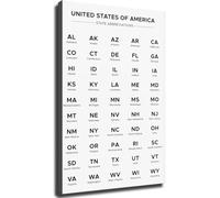 KCDFDVJFBM USA Two-Letter State Abbreviations - Geography Chart for Classroom Decor & Learning(Framed,16x24inch(40x60cm))