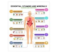 KCDFDVJFBM Vitamins Minerals Essential Micronutrients Chart Nutrition Facts Food List Healthy Protein Poster Fitness Meal Planner(Framed,12x18inch(30x45cm))