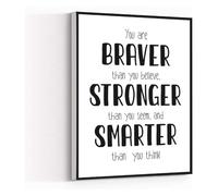 KCDFDVJFBM Wall-Art You Are Braver Than You Believe Inspirational Quote Artwork Painting for Modern Living Room Office Decor(Unframed,16x24inch(40x60cm))