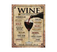 KCDFDVJFBM Wine From Around the World Print - Educational Vintage Chart for Home Bar, Kitchen Wall, or as a Gift for Wine Enthusiasts(Framed,12x18inch(30x45cm))