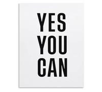 KCDFDVJFBM YES YOU CAN Quote Print Motivational Wall-Art for Office Home Gym Studio Inspirational Poster Home Decor(Framed,16x24inch(40x60cm))