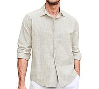KCDING Chemise en Lin Homme Polo Homme Chemise en Coton pour Hommes Multicolore,Chemise De Combat Tactique Militaire pour Hommes Chemise Homme Casual Chemise en Lin Homme été Tee Shirt Blanc Homme