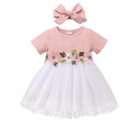 KCDING Lot Bodys Courte Filles Robe Ceremonie Bebe Fille 18 Mois,Ensemble Bebe Fille Hiver 1 Mois Jupe Tulle Rose Tutu Danse Classique Fille Body Bebe Garçon 1 Mois Hiver Tenue Bebe Garcon 1 an V