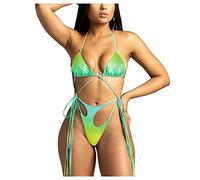 KCDING Swimwear Femme Bikini Short Noué sur Le Devant,Sexy Paillette Brillant String Bikini Échancré Maillot De Bain Femme 1 Pièce Sexy Col V Volants Femme Maillot De Bain 2 Pièces Maillot De Cor