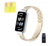 Kcdream Bracelet en Métal pour Honor Band 9, Bracelet de Remplacement en Acier Inoxydable pour Honor Band 9 NFC, Bande Réglable Sangle avec 2pcs Film Protecteur D'écran