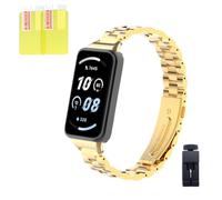 Kcdream Bracelet en Métal pour Honor Band 9, Bracelet de Remplacement en Acier Inoxydable pour Honor Band 9 NFC, Bande Réglable Sangle avec 2pcs Film Protecteur D'écran