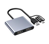 KCEVE Adaptateur USB vers double HDMI, USB C vers 2 HDMI multiports prend en charge 1080p pour Windows, M1/M2 Mac OS - Interface BIOS non prise en charge, uniquement compatible avec les processeurs