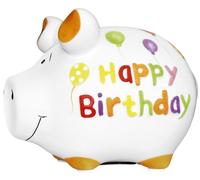 KCG 101187 Tirelire cochon "Happy Birthday" - Céramique, petit modèle