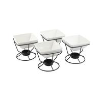 Kcgani Lot de 4 chauffe-beurre en céramique pour chocolat, beurre et fromage, 200 ml, pour fruits de mer, pot à sauce en céramique pour fruits, dessert, collation, steaks