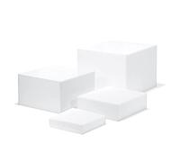 Kcgani Présentoir cube acrylique blanc pour cupcakes et desserts, boîtes gigognes 5 côtés, rangement carré pour décoration de table, fêtes, mariages, brunch, extérieur