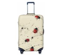 KCGSDEGV Art Ladybug Tracks Housse de bagage élastique avec fermetures éclair invisibles - Protection universelle pour valise, voyage, voyages d'affaires, Noir , S(18-21inch suitcase), Valise