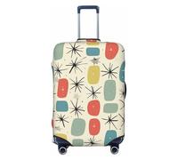 KCGSDEGV Atomic Stars Housse de bagage élastique avec fermeture éclair invisible Motif rétro Housse de protection universelle pour valise, voyage d'affaires, Noir , L(25-28inch suitcase), Valise