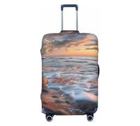 KCGSDEGV Beach Maui Hawaii Sunset Sea Waves Clouds Prints Housse de bagage élastique avec fermetures éclair invisibles - Protection universelle pour valise pour voyage, voyages d'affaires, Noir , S