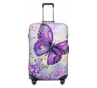 KCGSDEGV Beautiful Art Housse de bagage élastique avec fermeture éclair invisible Motif papillons, Noir , S(18-21inch suitcase), Valise