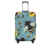 KCGSDEGV Bees at Work Prints Housse de bagage élastique avec fermetures éclair invisibles - Protection universelle pour valise pour voyage, voyages d'affaires, Noir , M(22-24inch suitcase), Valise