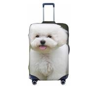 KCGSDEGV Bichon Frise Dog Prints Housse de bagage élastique avec fermetures éclair invisibles Protection universelle pour valise pour voyage, voyages d'affaires, Noir , M(22-24inch suitcase), Valise